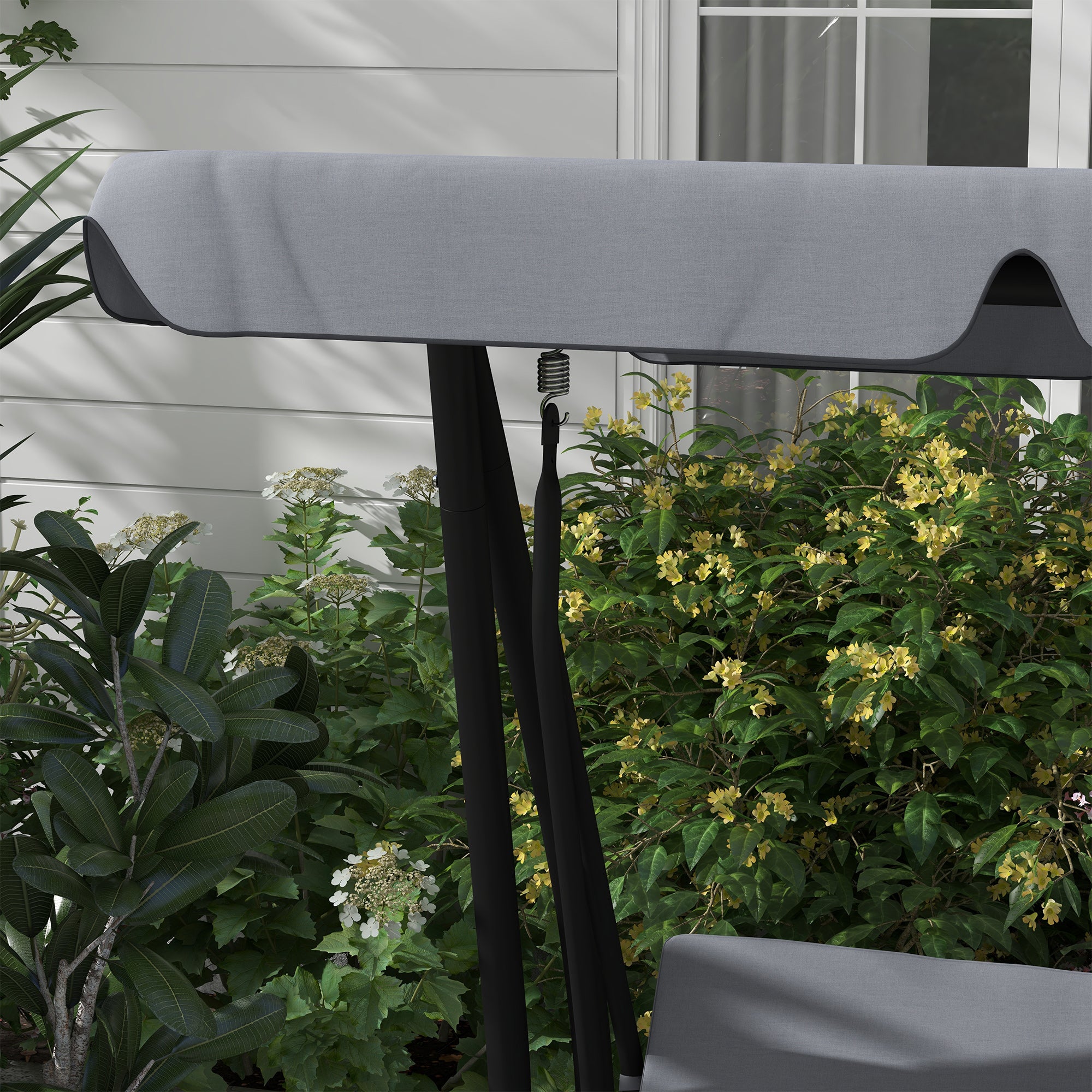 Three-Person garden Swing Chair, with Adjustable Canopy - Dark Grey