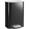 50L Kitchen Bin with Soft-Close Lid and Stay-Open Function, Stainless Steel Pedal Bin with Removable Inner Bucket, Carry Handle for Kitchen, Office, Home, Black