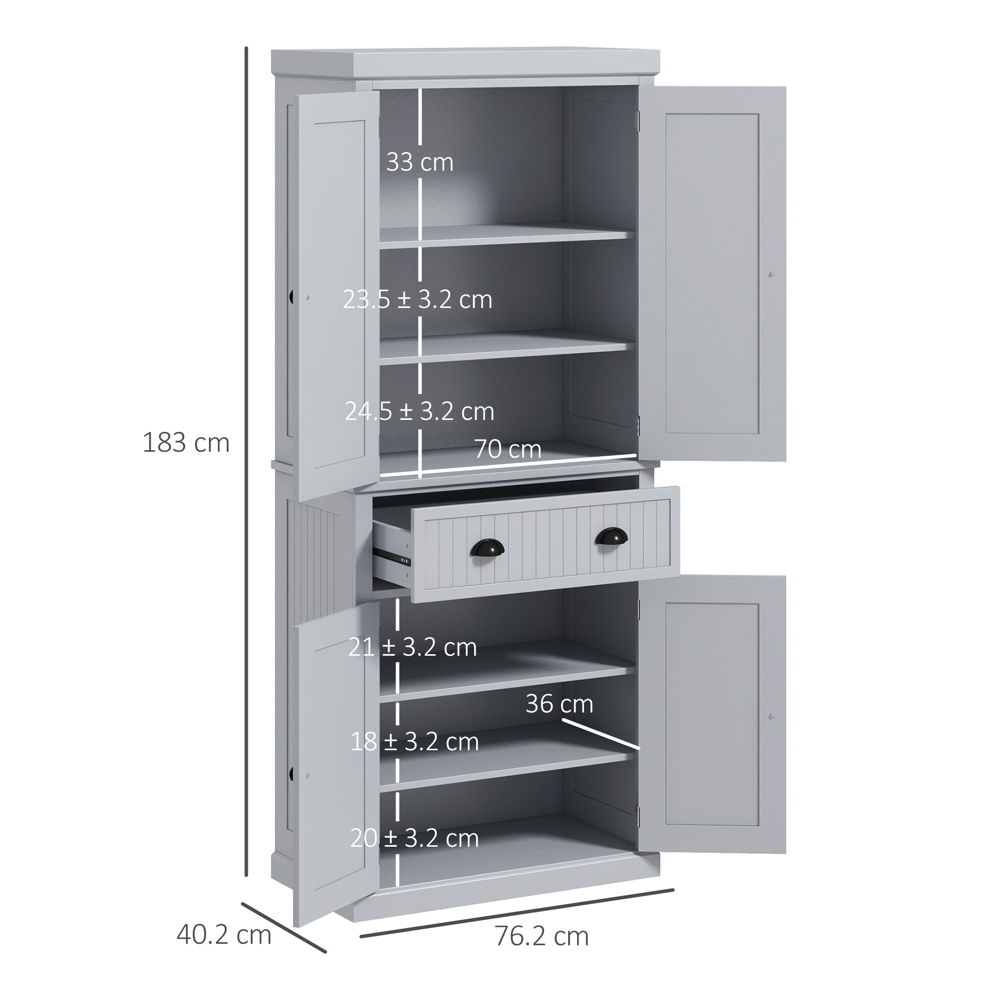 Freestanding Multi-Storage Kitchen Cabinet - Grey