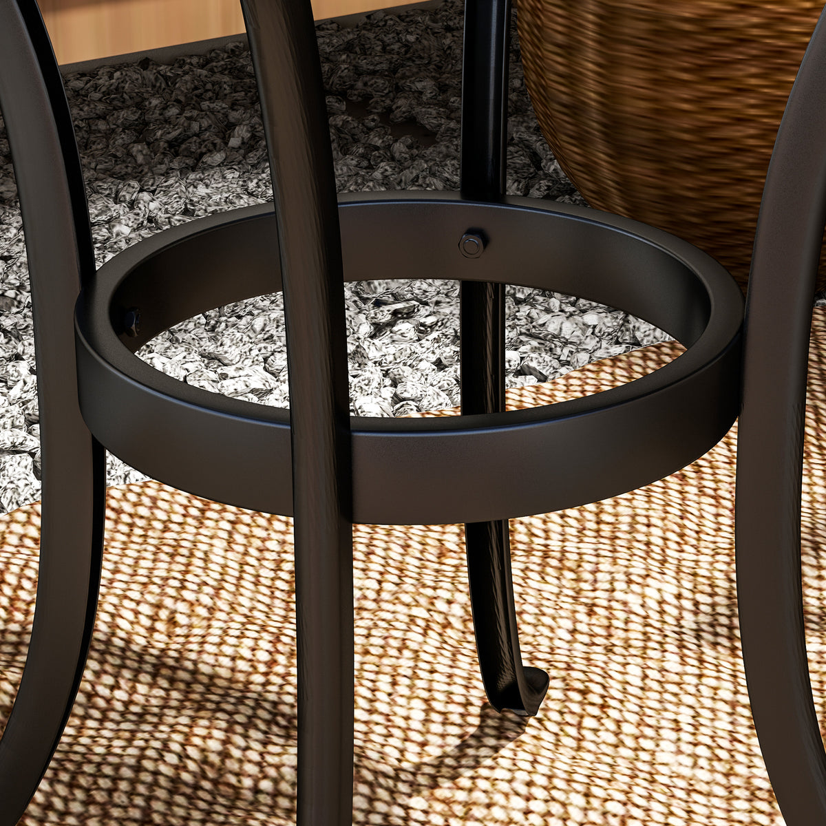 60cm Round Outdoor Garden Side Table with Hollow Top Cast Aluminium Frame - Black