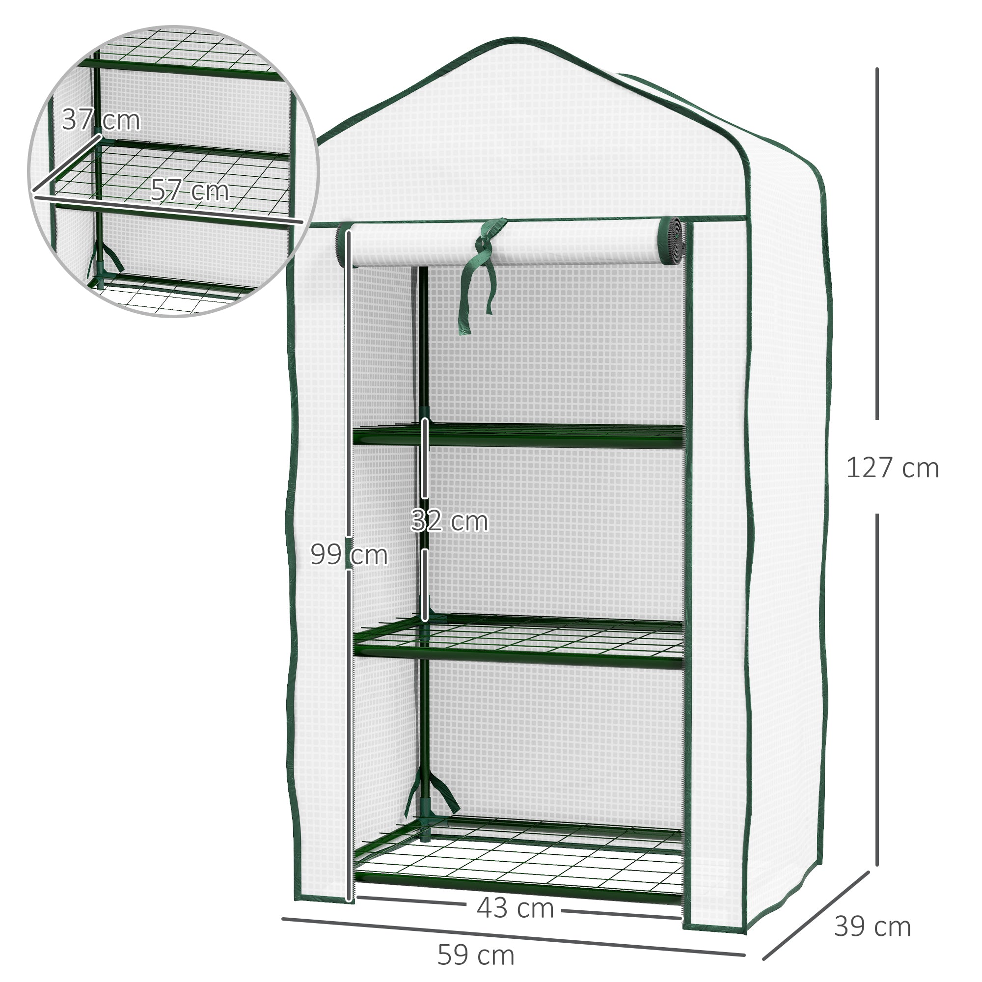 Three-Tier Mini Greenhouse - White