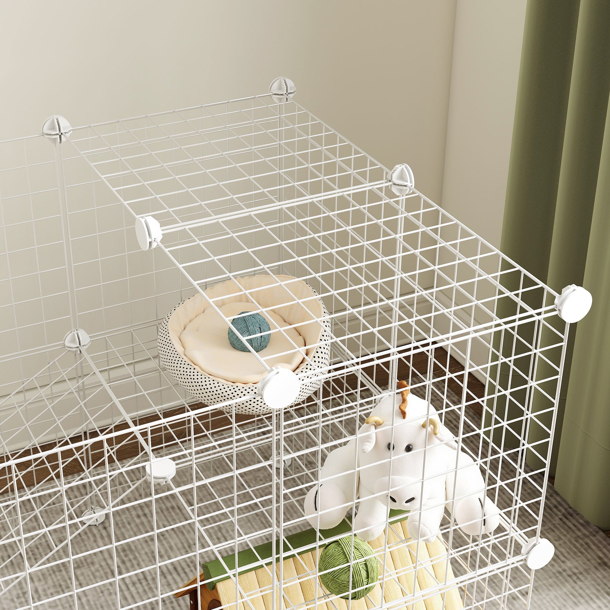 DIY 36 Panel Pet Playpen Metal Wire Fence for Chinchilla, Hedgehog, Bunny, Indoor, Outdoor Use, White