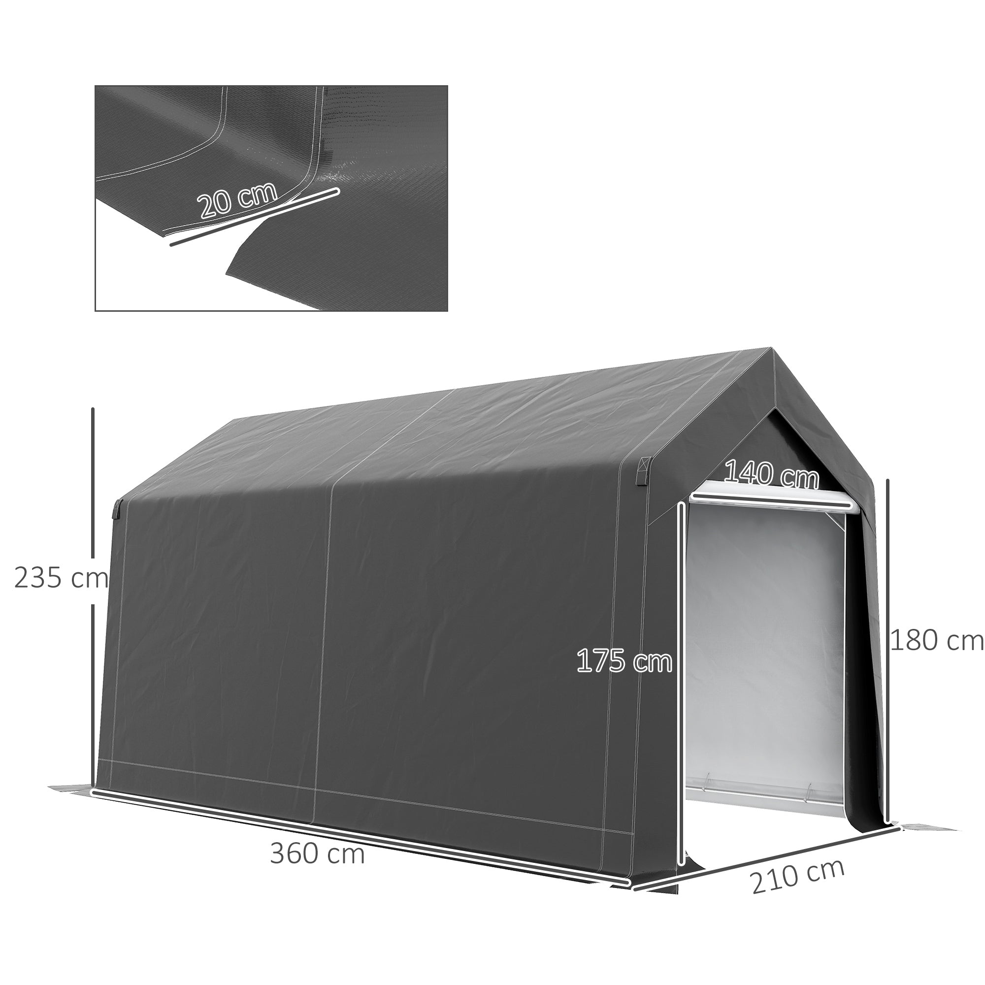 3.6 x 2.1m Portable Outdoor Shed, with Window - Dark Grey