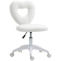 Armless Heart-Shaped Swivel Computer Desk Chair with Height Adjustment and Wheels - White