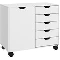 Multi-Storage Mobile Office Cabinet with Drawers and Cupboard - White
