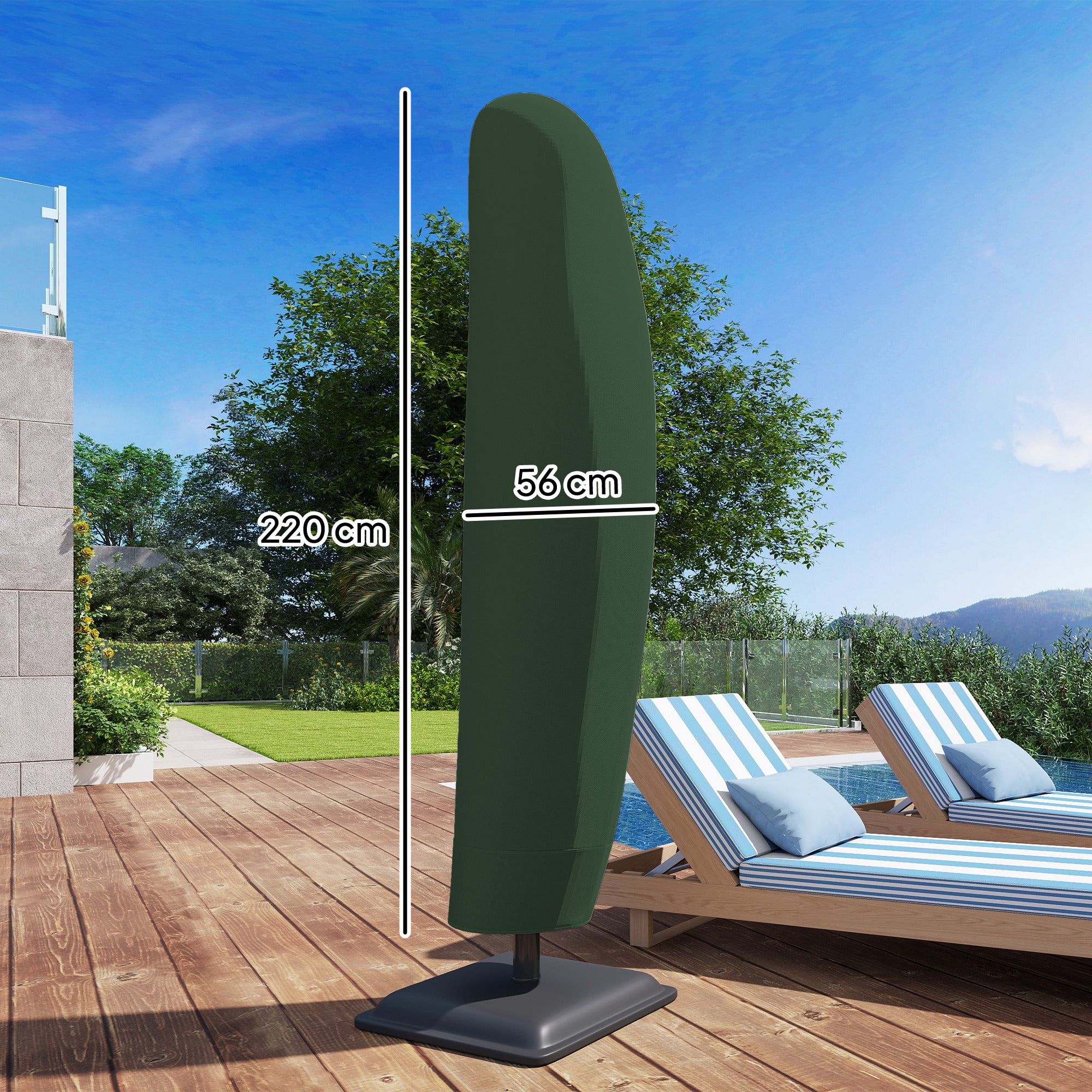 Parasol Cover, 600D Oxford Cantilever Umbrella Cover Fit for 2-4m Parasol, Green