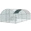 Walk In Chicken Run with Activity Shelf and Cover 2.8 x 5.7 x 2m - Silver Grey