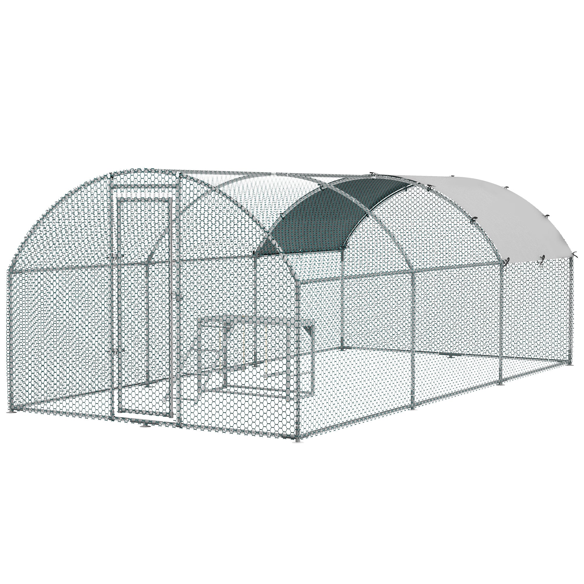 Walk In Chicken Run with Chicken Activity Shelf and Cover, 2.8 x 5.7 x 2m