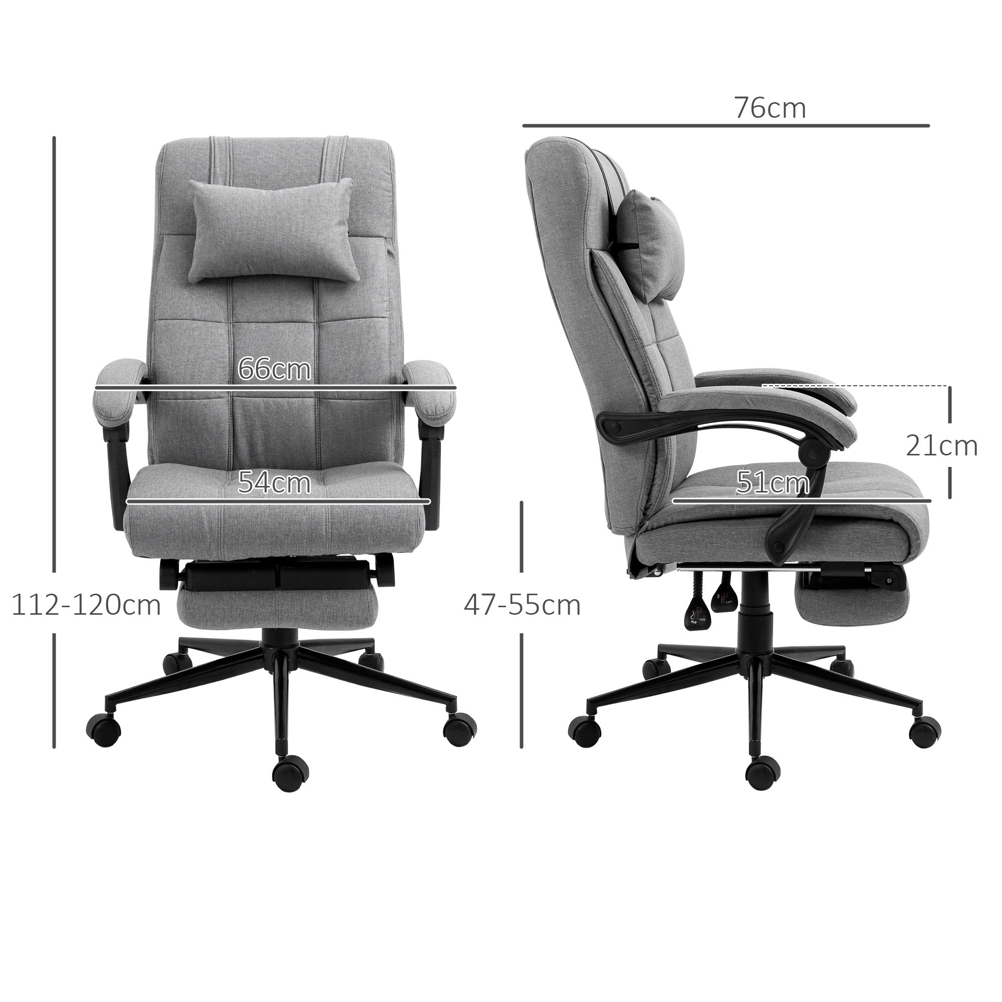 Office Chair with Footrest Ergonomic Office Chair with Armrests Lumber Support and Headrest Light Grey