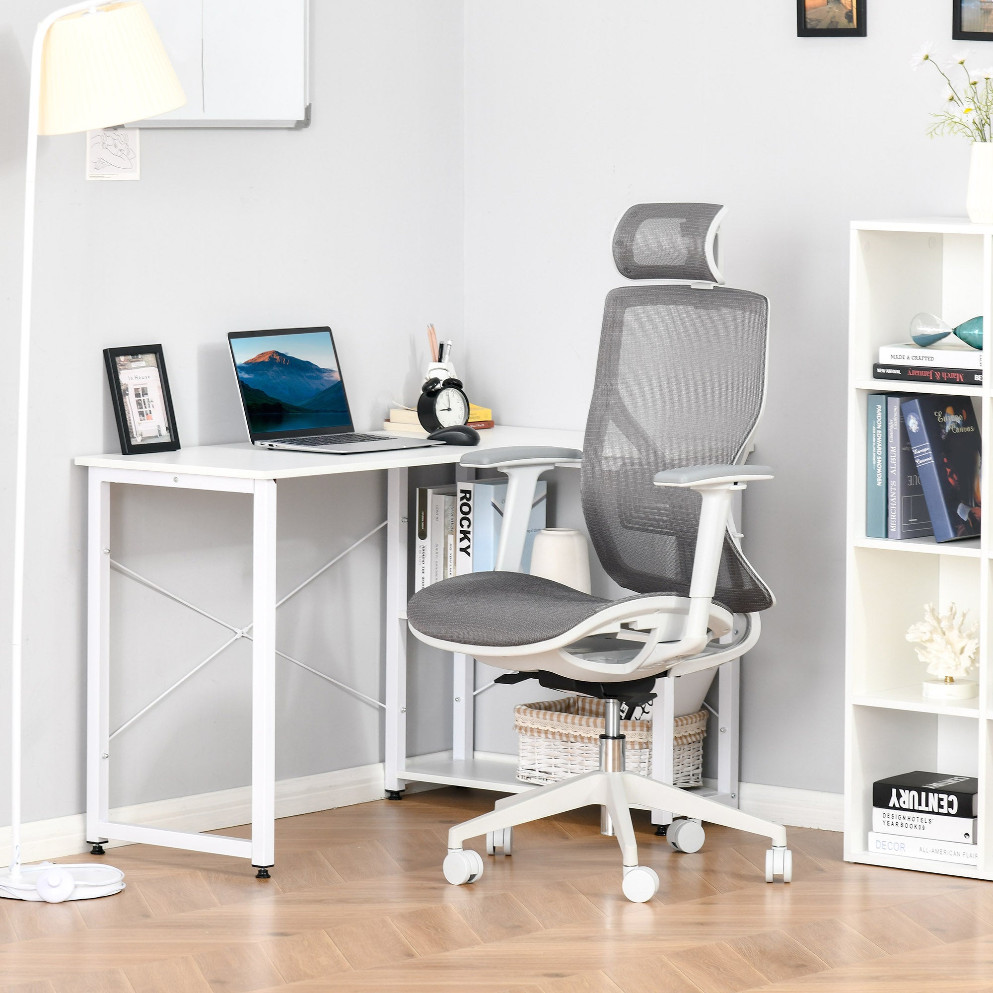 Ergonomic Office Chair with 360° , Wheel, Mesh Back, Adjustable Height & 3D Armrest for Home Office, Grey