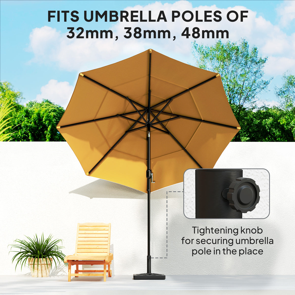 15kg HDPE Garden Parasol Base with Cut-Out Design - Black