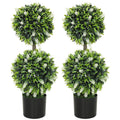 Set of 2 Artificial Decorative Ball Trees with Lavender Flowers, 70cm - White