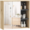 Five-Shelf Mirrored Bathroom Cabinet Wall-Mounted with Wood-Effect Finish