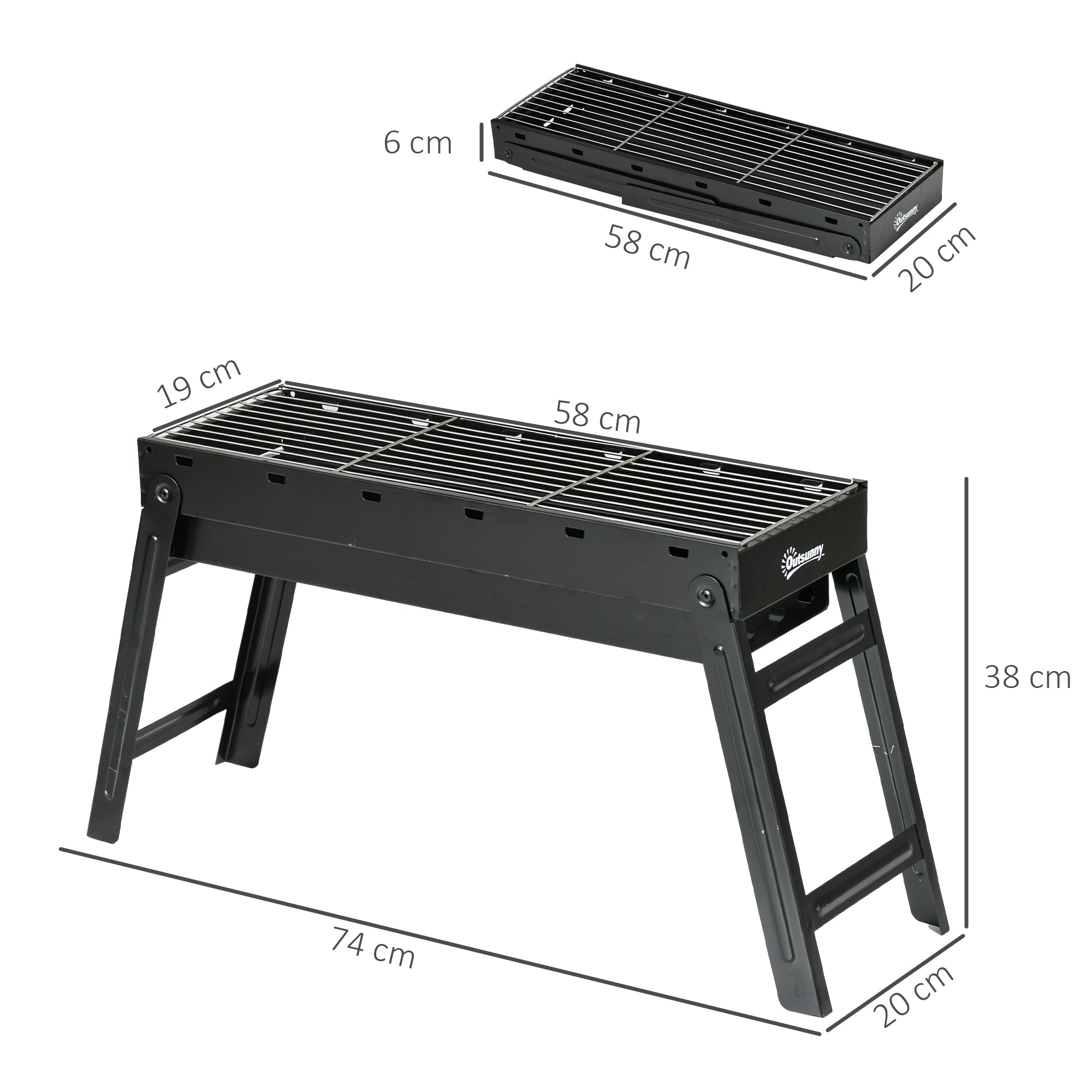 Outsunny Foldable Charcoal Grill - Black