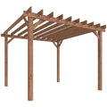 3 x 3 m Wooden Pergola Kit, Garden Pergola Gazebo Grape Trellis with Triangle Supports, Maple Wood-effect