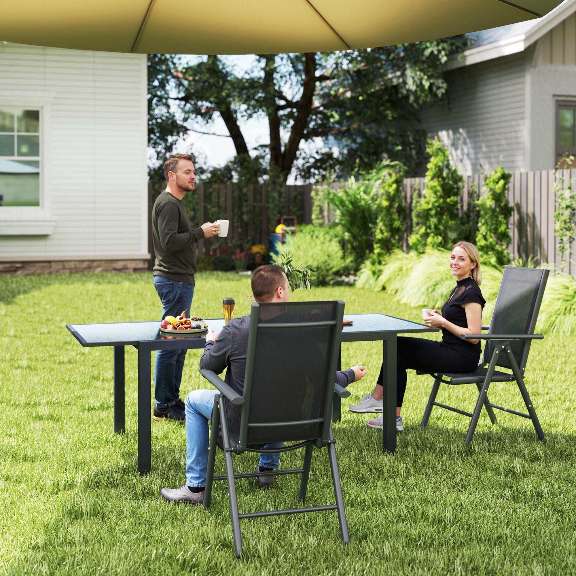 Set of 2 Folding Aluminium Camping Chairs with Breathable Mesh - Dark Grey