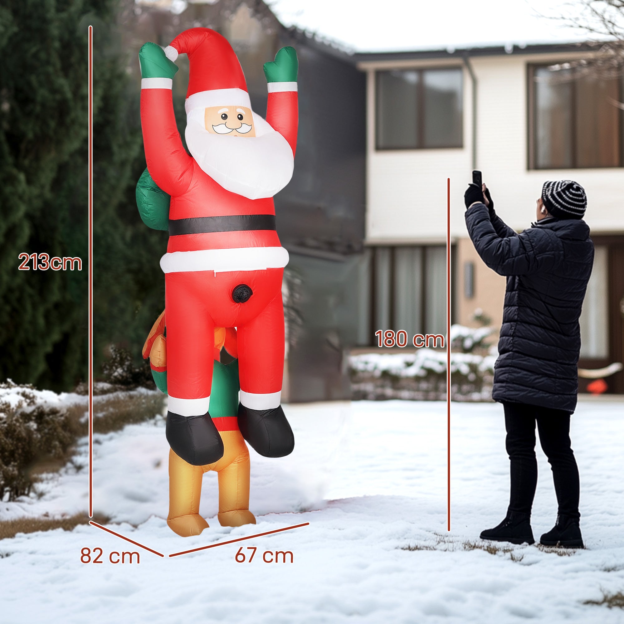 7FT Hanging Christmas Inflatable Santa with Dog, Christmas Blow Up Decoration with Built-in LED Lights for Garden, Indoor Outdoor Home Decor