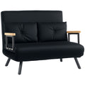 4-in-1 Velvet-Feel Double Sofa Bed with Pillows - Black