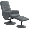 Swivel Recliner Armchair with Ottoman and Footstool, High Back Reclining Chair with Round Base - Grey