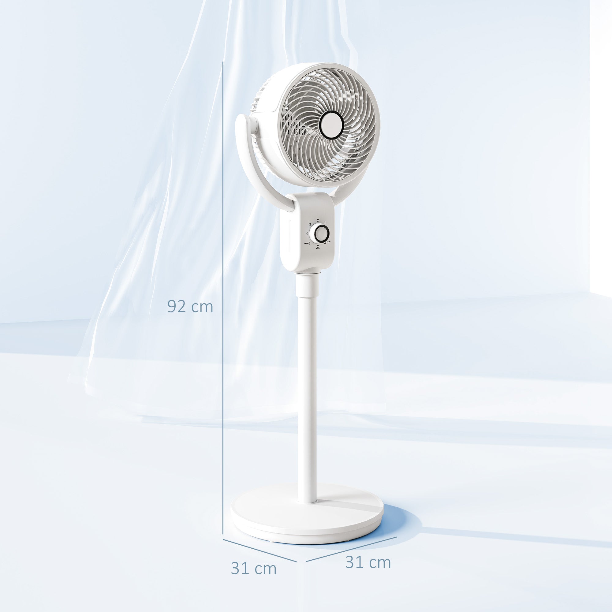 Pedestal Air Circulation Fan with Oscillating, White