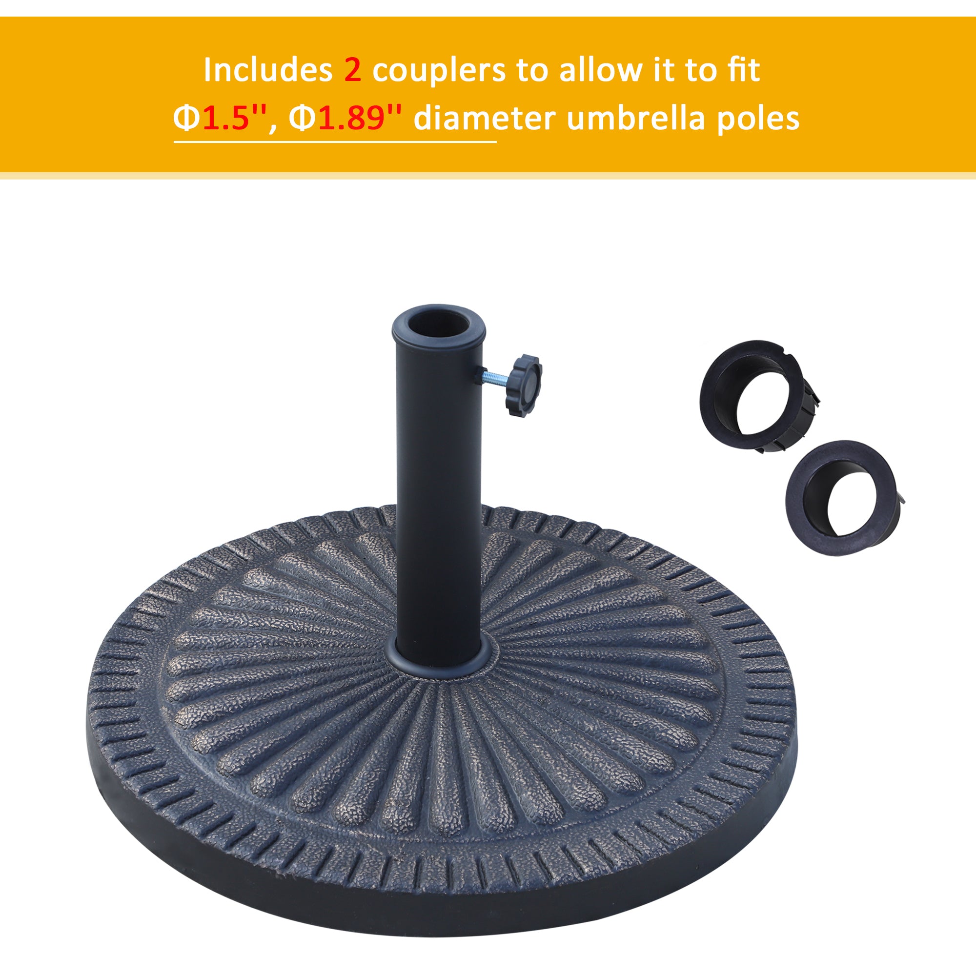 14kg Garden Parasol Base, Round Resin Sun Umbrella Base, Outdoor Umbrella Stand for 38mm or 48mm Outdoor Umbrella Poles, Bronze Tone