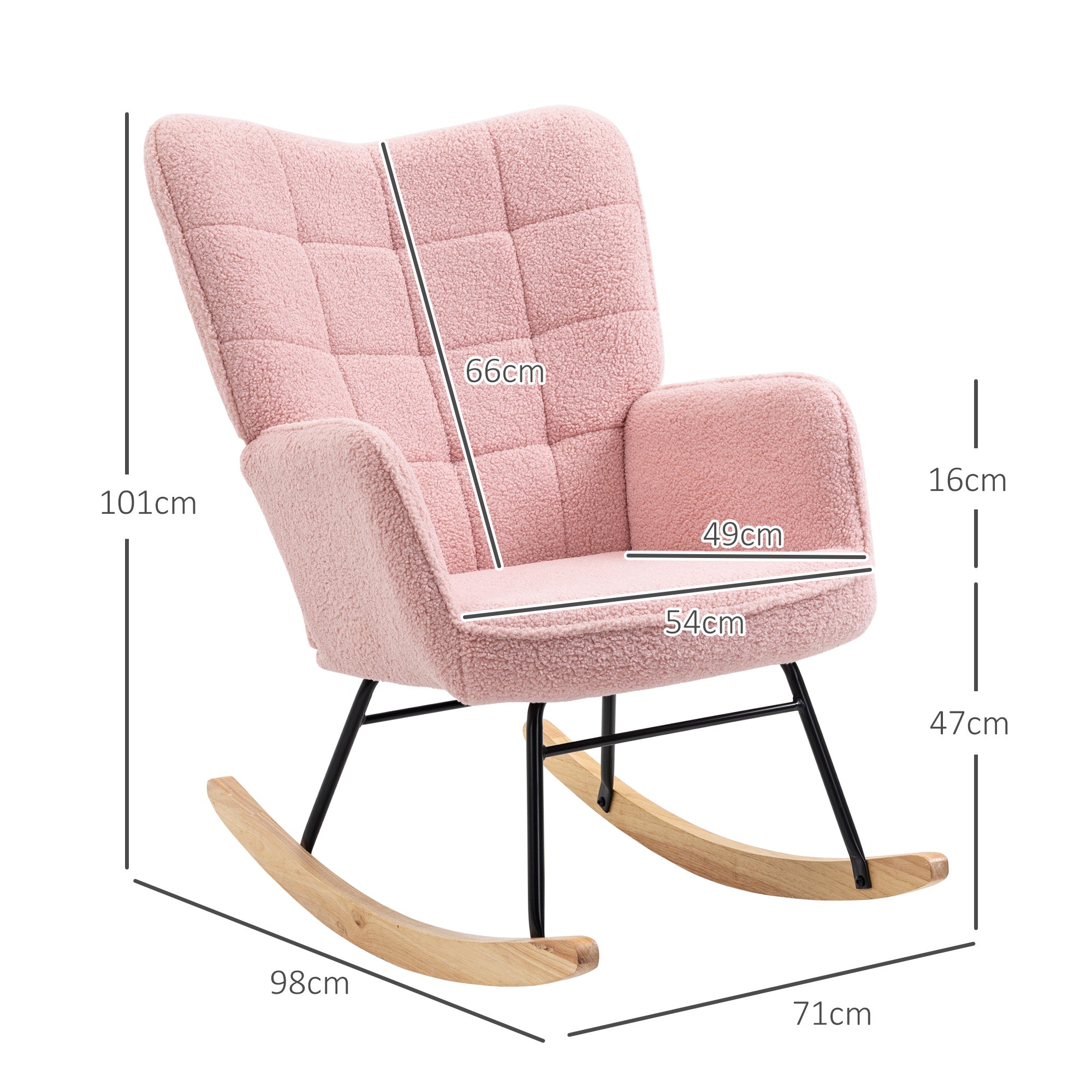 Soft Fleecey Rocking Wingback Chair - Pink