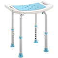 Shower Chair, Adjustable Height Shower Stool with Aluminium Frame and Non-Slip Feet, Bathtub Stool Seat with Padded Seat for Elderly Disabled Handicap, Turquoise