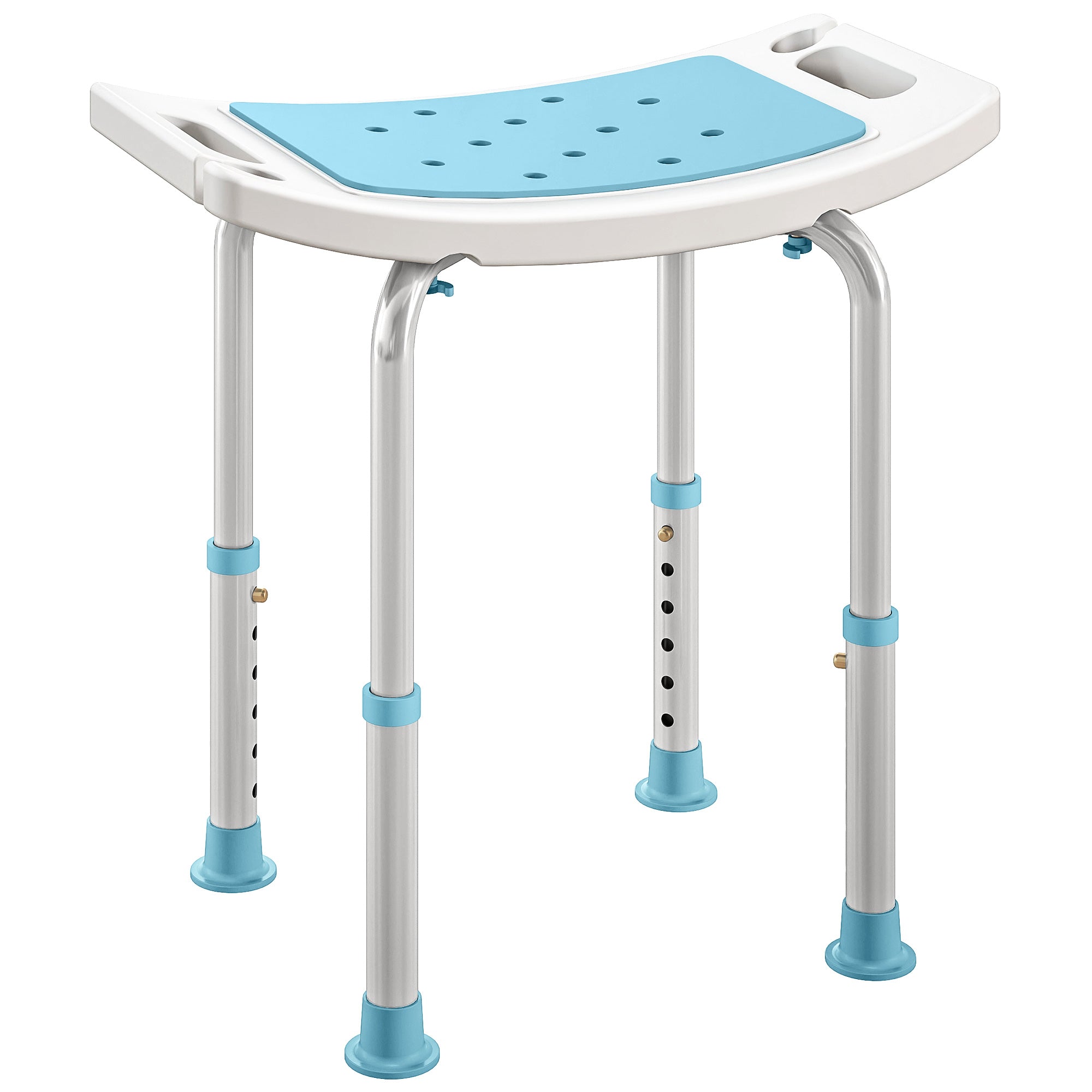 Shower Chair, Adjustable Height Shower Stool with Aluminium Frame and Non-Slip Feet, Bathtub Stool Seat with Padded Seat for Elderly Disabled Handicap, Turquoise