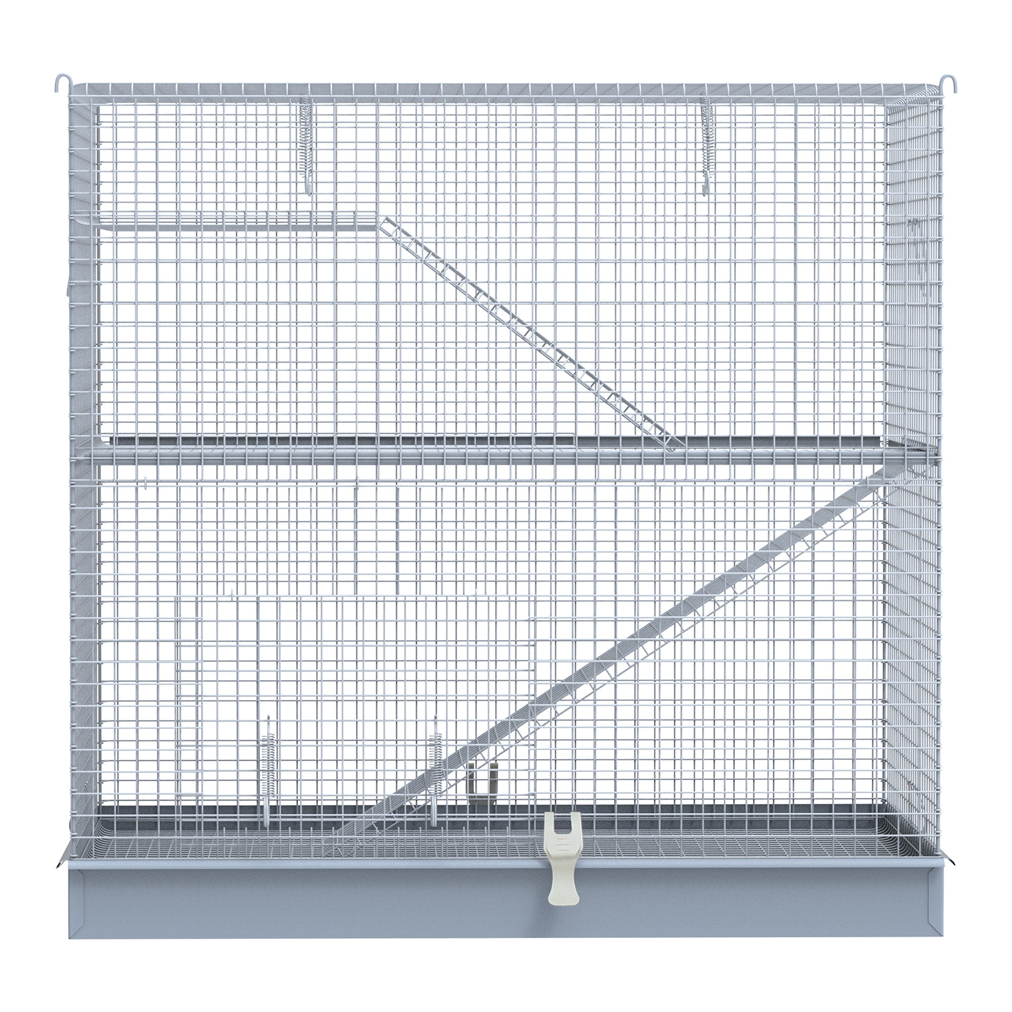 3-Level Metal Hamster Cage Platform Feeding Habitat Easy Clip Base Ladder, Grey