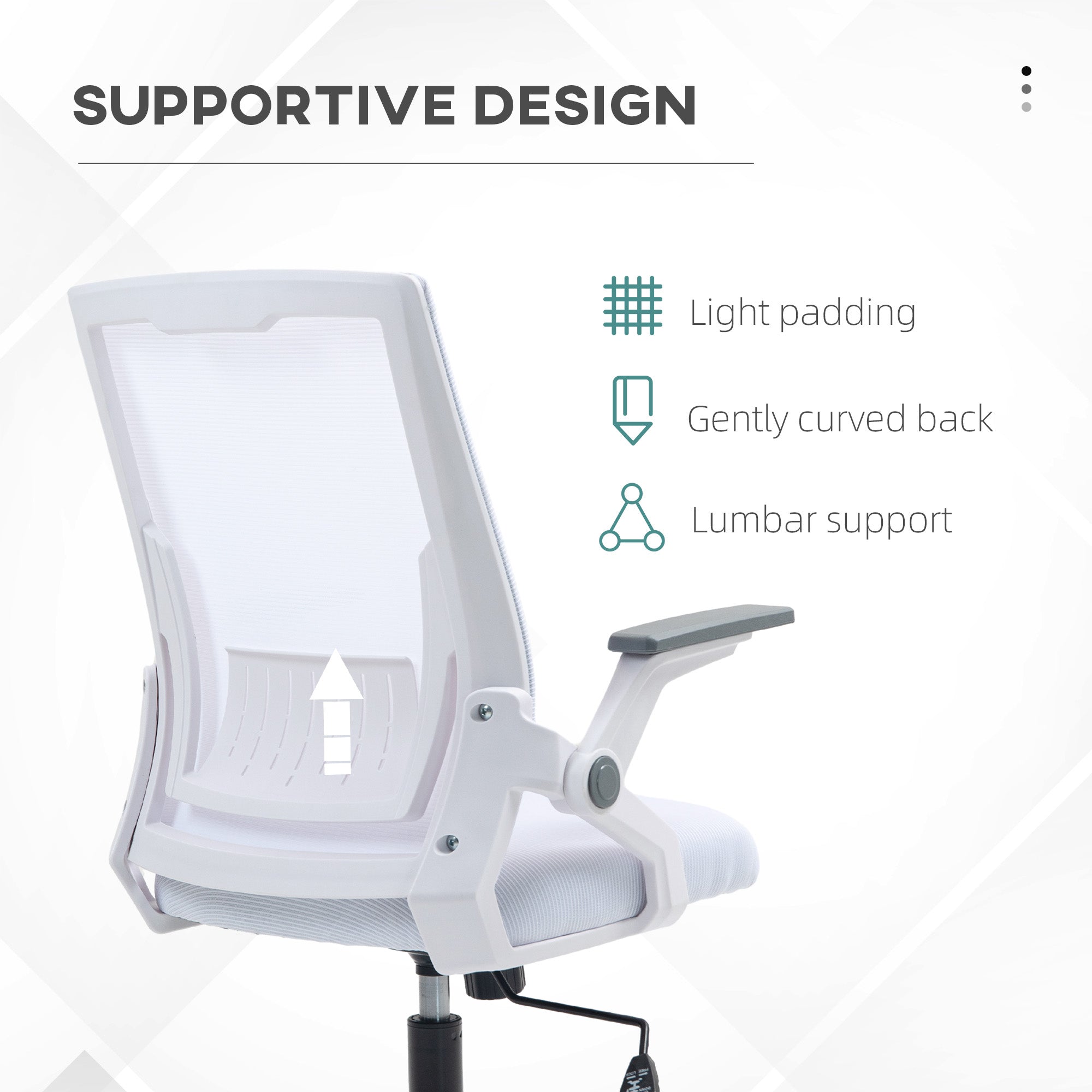 Office Chair, with Lumbar Support - White