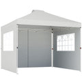 Pop Up Gazebo Waterproof Height Adjustable Canopy with 3 Sidewalls Wheeled Bag for Parties 3 x 3 m White