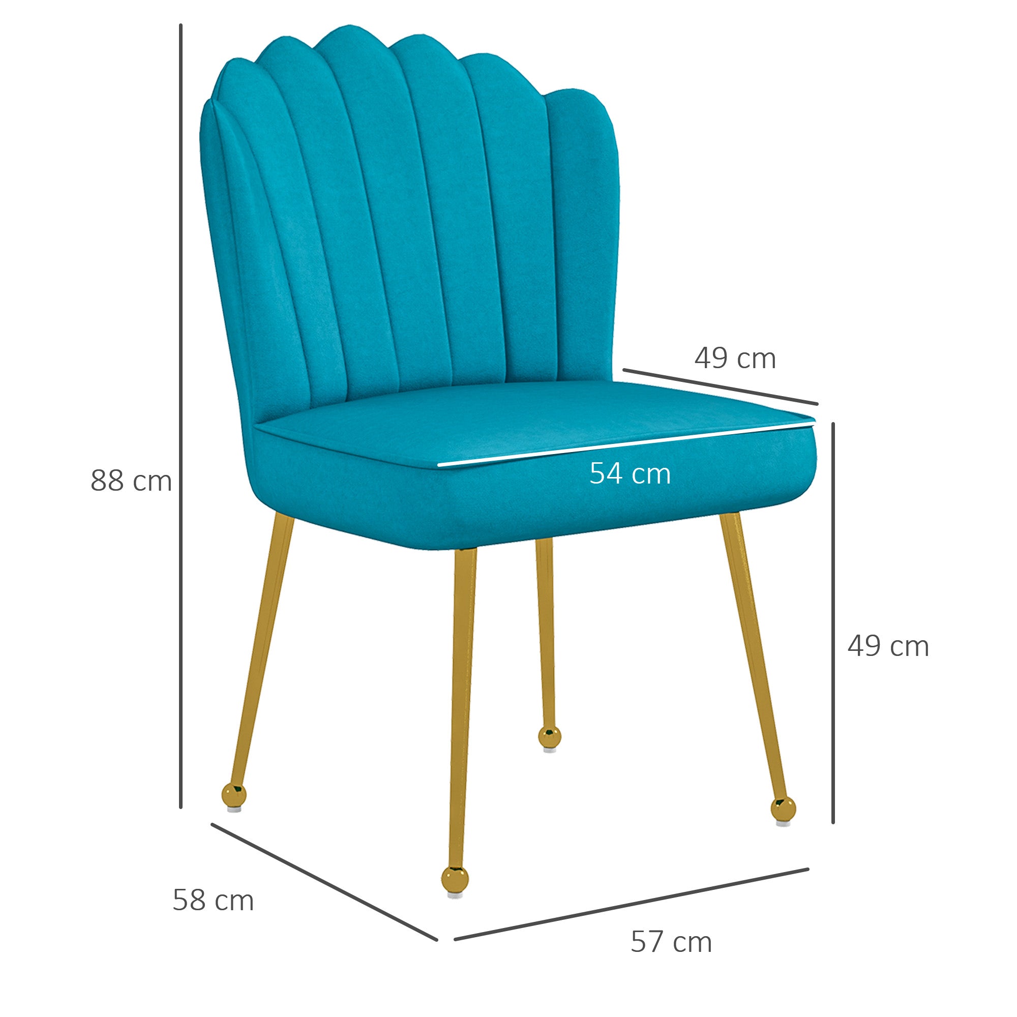 Velvet-Feel Shell Accent Chair - Blue