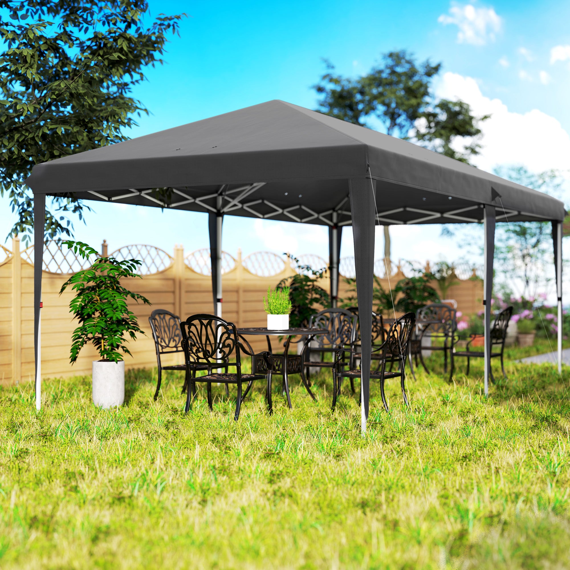 6 x 3 Metre Pop-Up Gazebo with Steel Frame - Grey