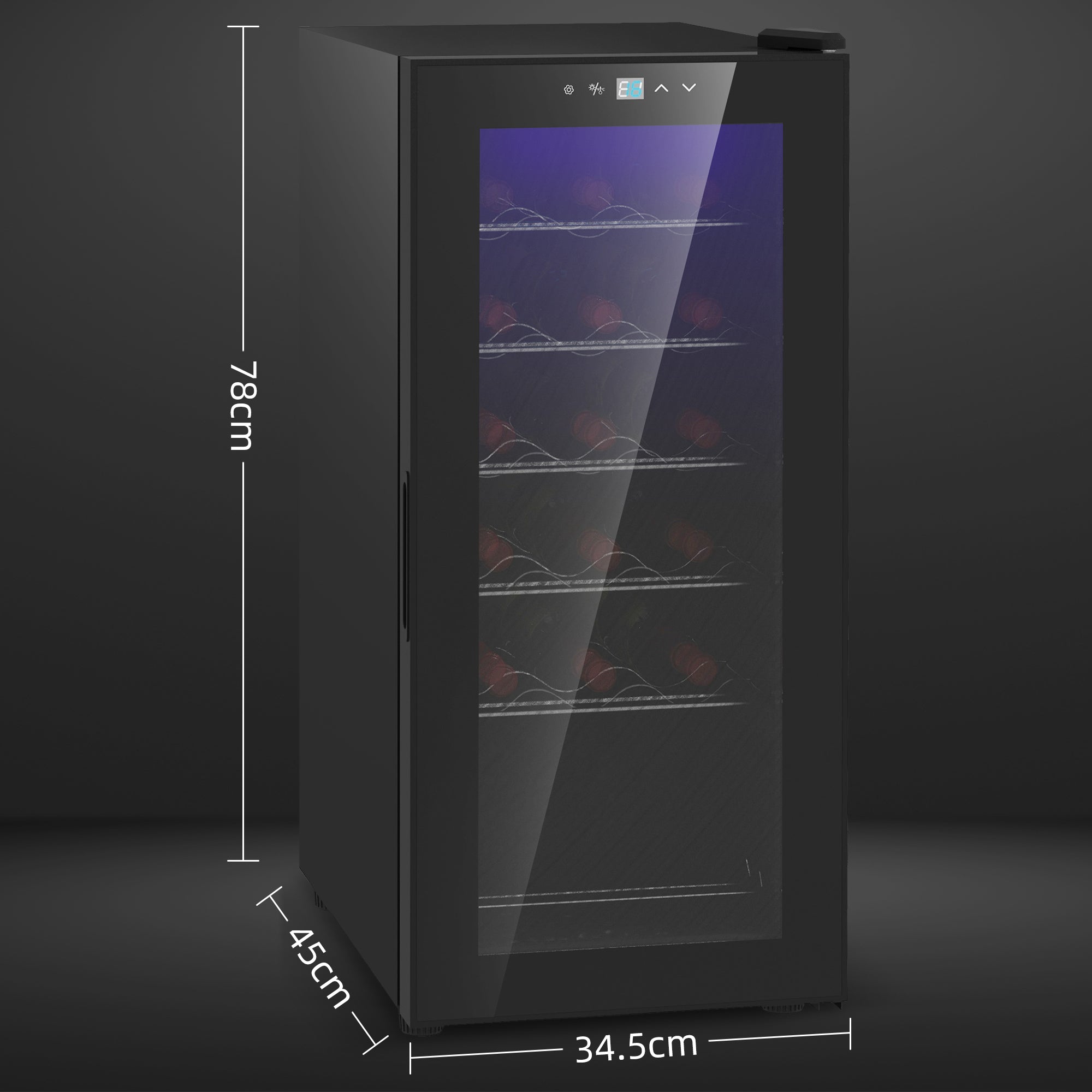 50L Wine Cooler, 18 Bottles Freestanding Wine Fridge with Glass Door, LED Light, Temperature Control and Digital Touch Screen, Black