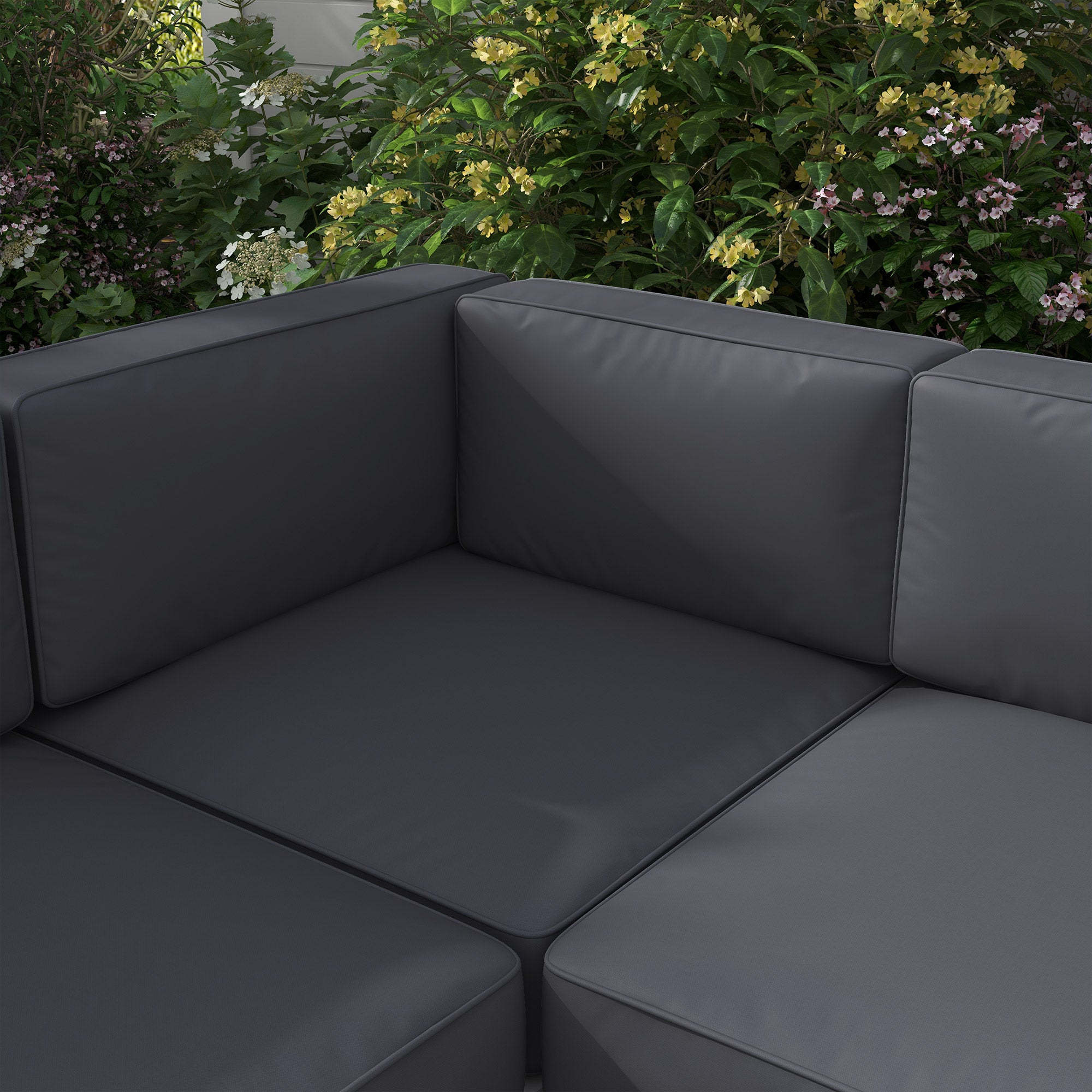 Five-Piece Aluminium Garden Sofa Set, with Glass-Top Table - Grey