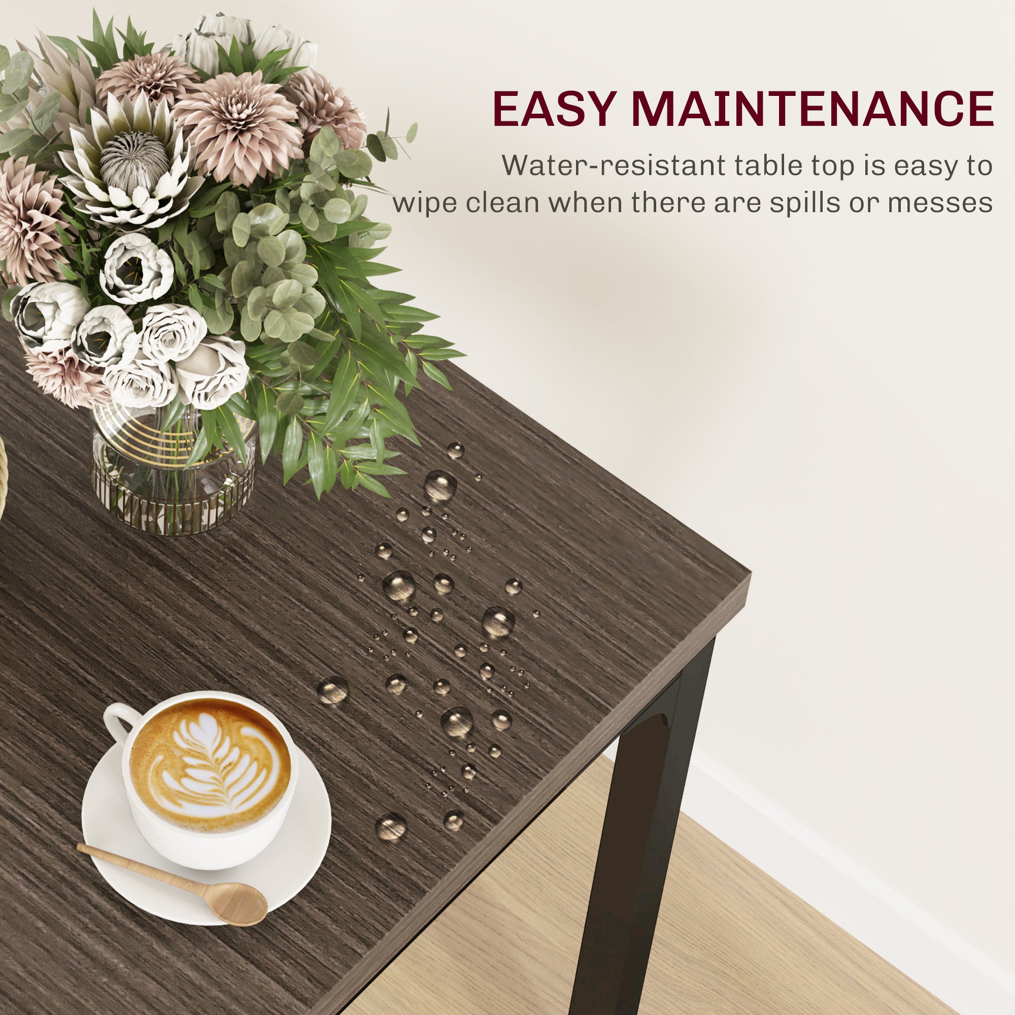 Three-Piece Minimal and Compact Dining Set, Grey Wood Grain