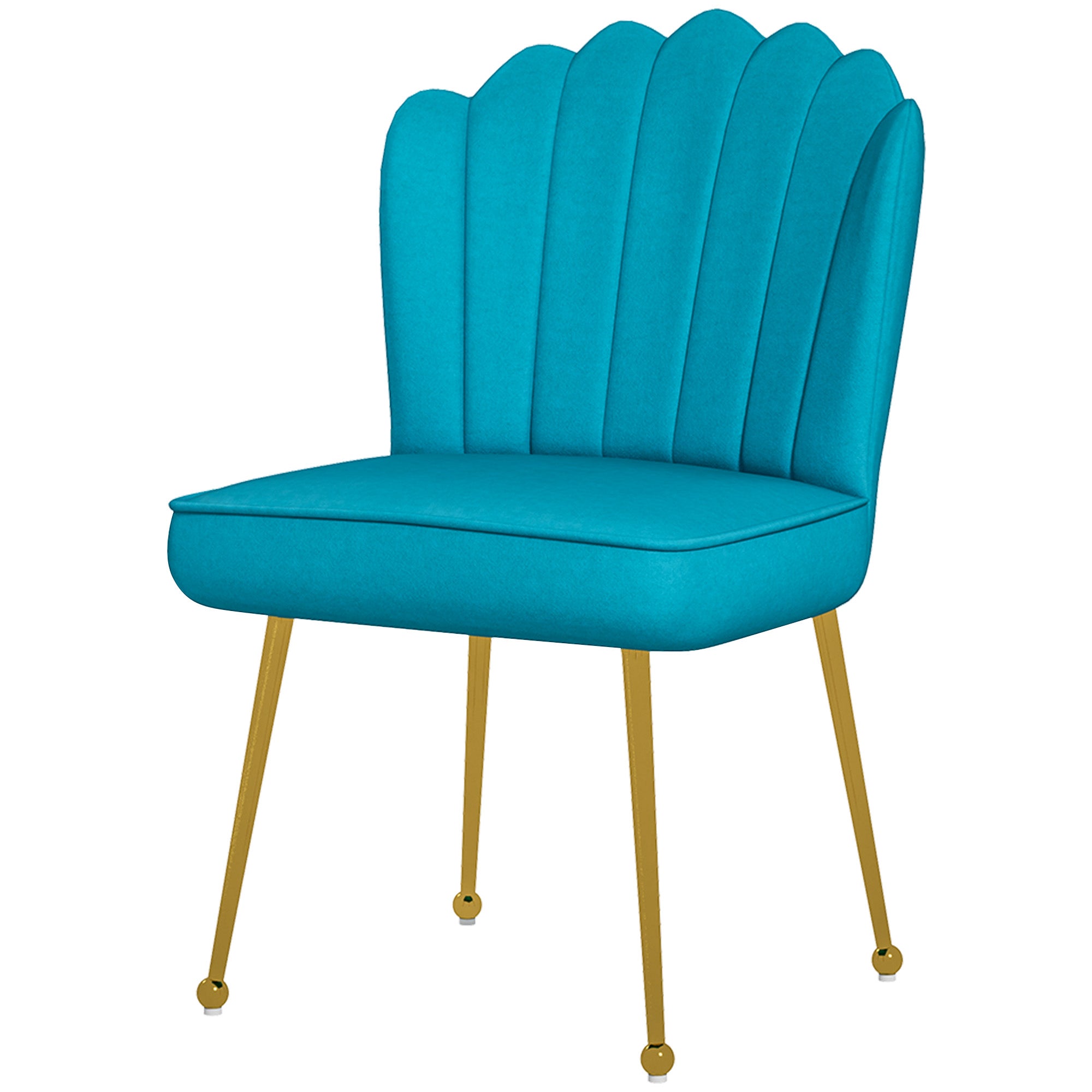 Velvet-Feel Shell Accent Chair - Blue