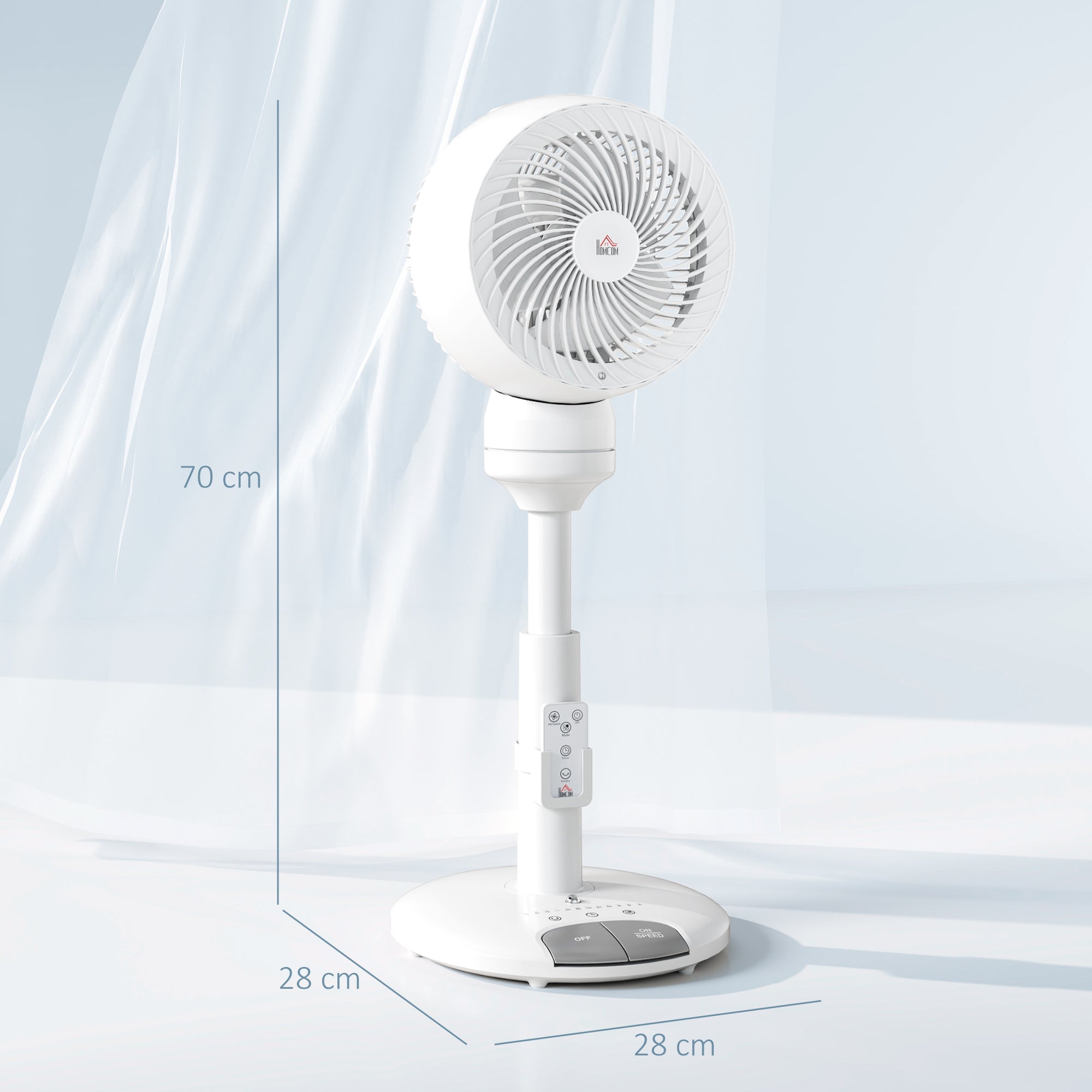 9'' Air Circulator Fan with 3 Speeds, 3 Modes, 70° Oscillation & Remote Control - White