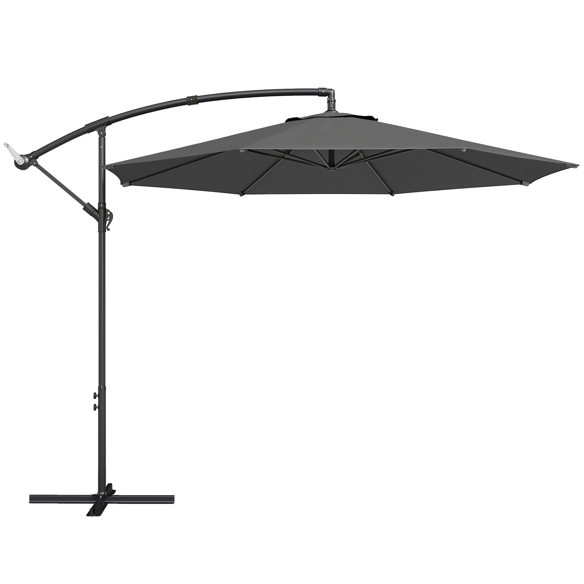 3 m Overhanging Cantilever Parasol, with Cross Base - Grey