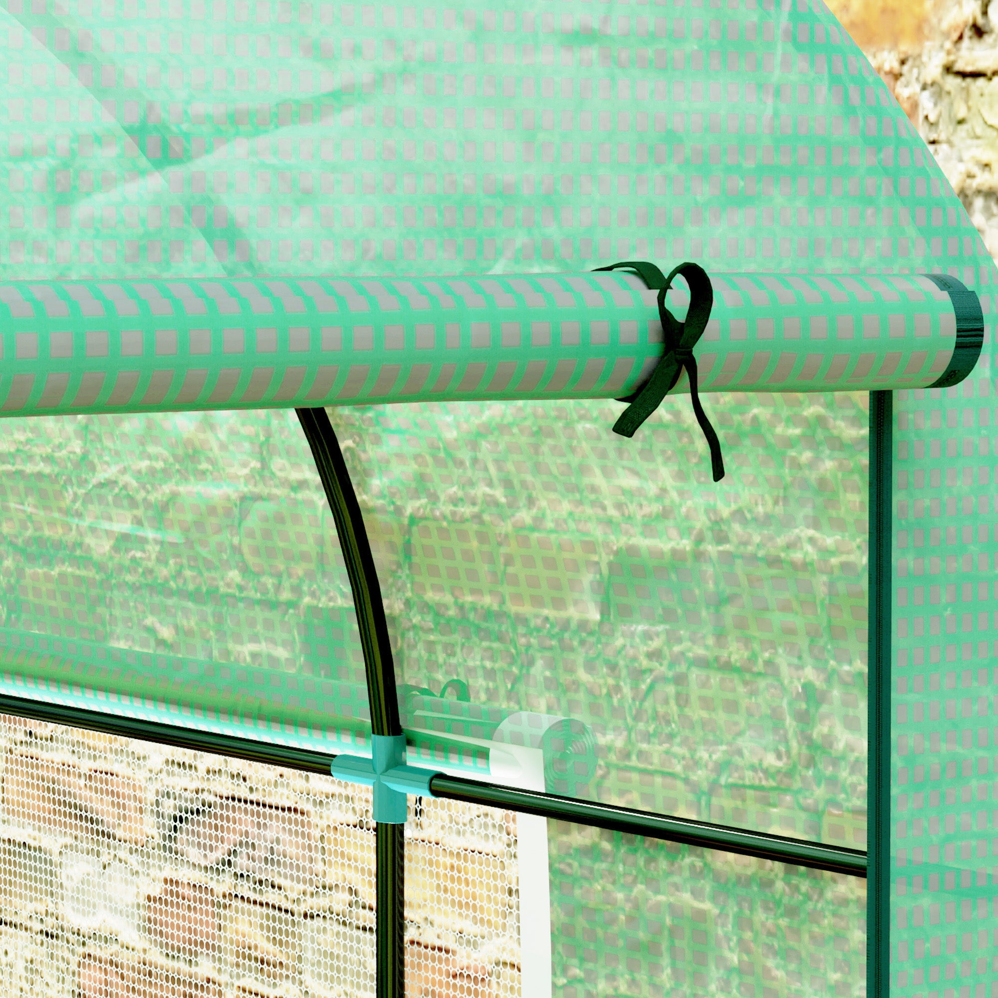 300 x 200cm Walk-In Polytunnel Greenhouse with Zipped Doors - Green
