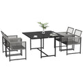 5 Piece Metal Outdoor Dining Set with Folding Chairs - Light Grey