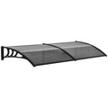 Outdoor Door Canopy Awning 196x75cm Rain Shelter for Front/Back Porch - Black