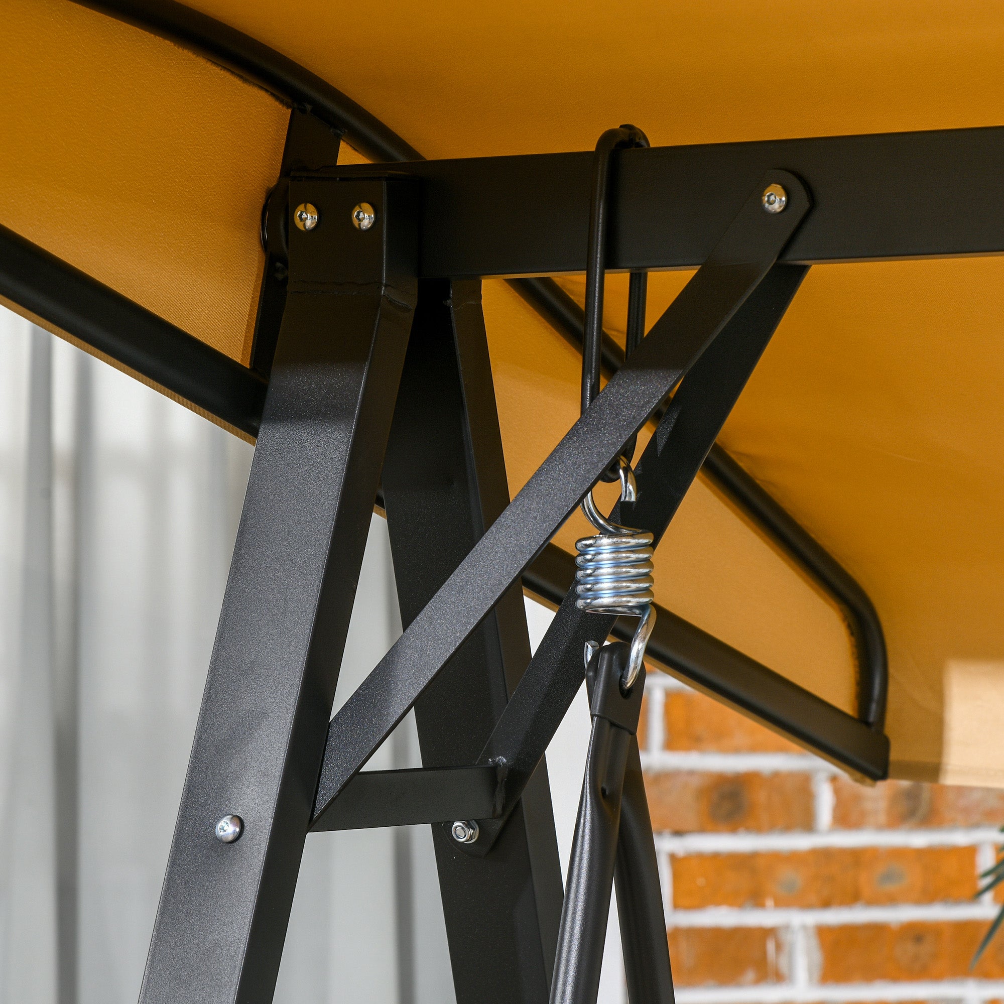 Two-Seater Garden Swing Bench, with Adjustable Canopy - Beige