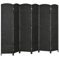 6 Panel Folding Room Divider, Freestanding Privacy Screen for Living Room, Bedroom and Office, 240 x 170cm, Black