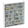 Six Shelf Wall-Mounted Display Cabinet with Sliding Glass Doors - White