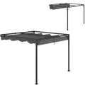 3 x 3 Metre Outdoor Metal Pergola with Retractable Canopy - Grey