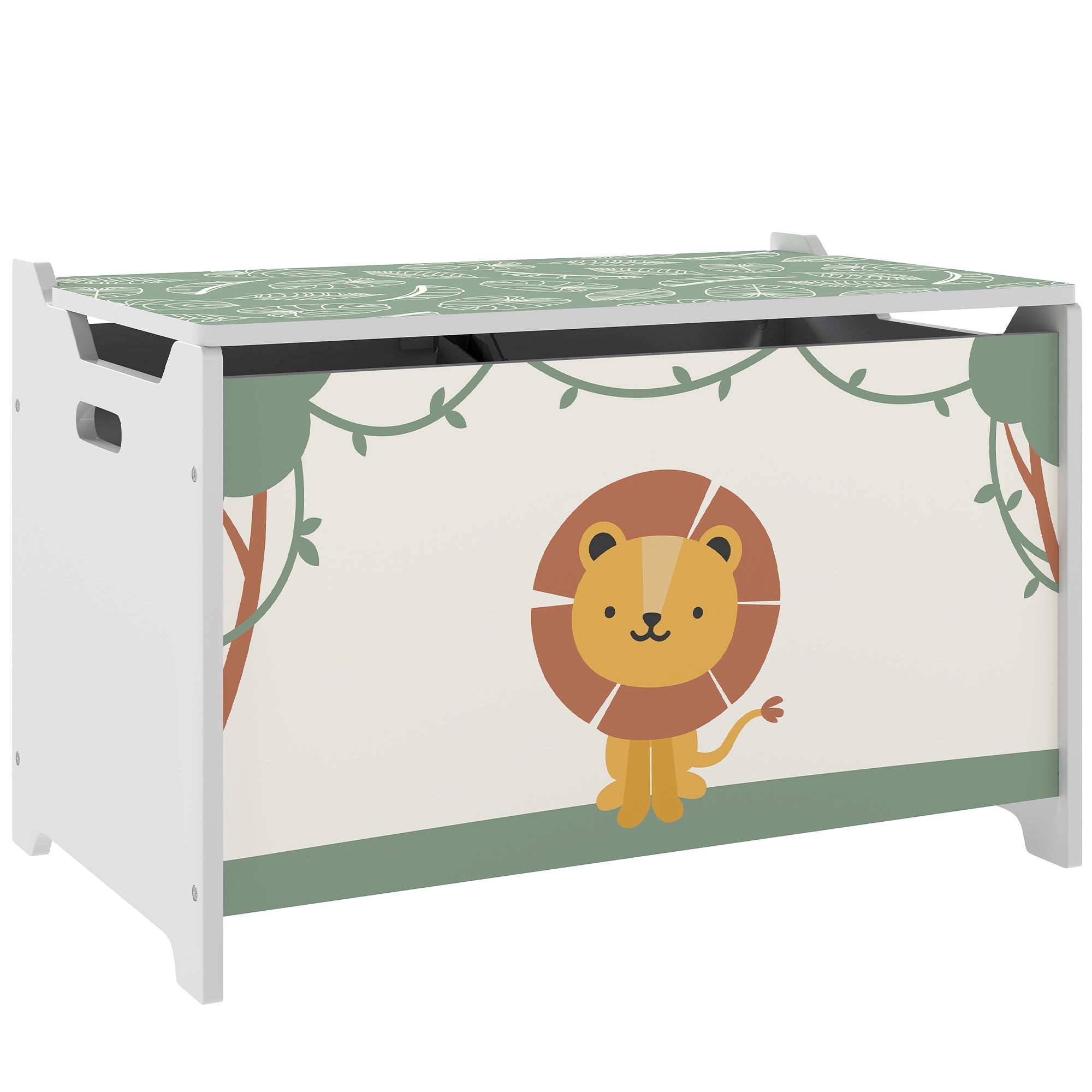 Toy Box with Lid, Safety Hinges and Groove Handles, Toy Storage organiser for Kids, Living Room, Playroom, Green