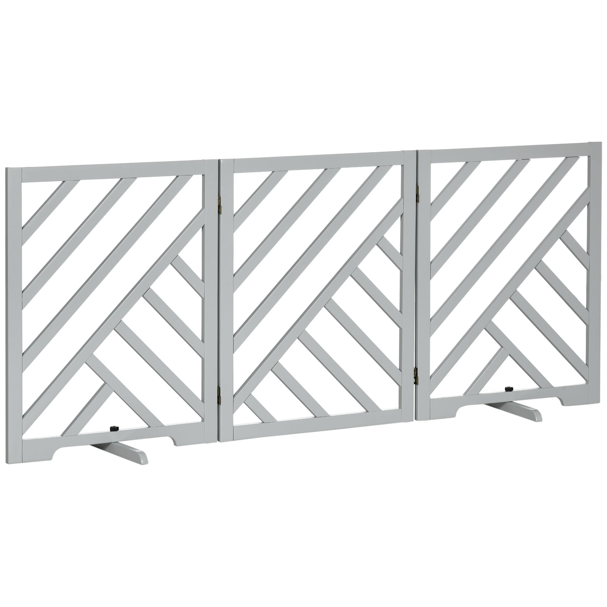 Foldable Wooden Pet Gate, with Three Panels - Grey