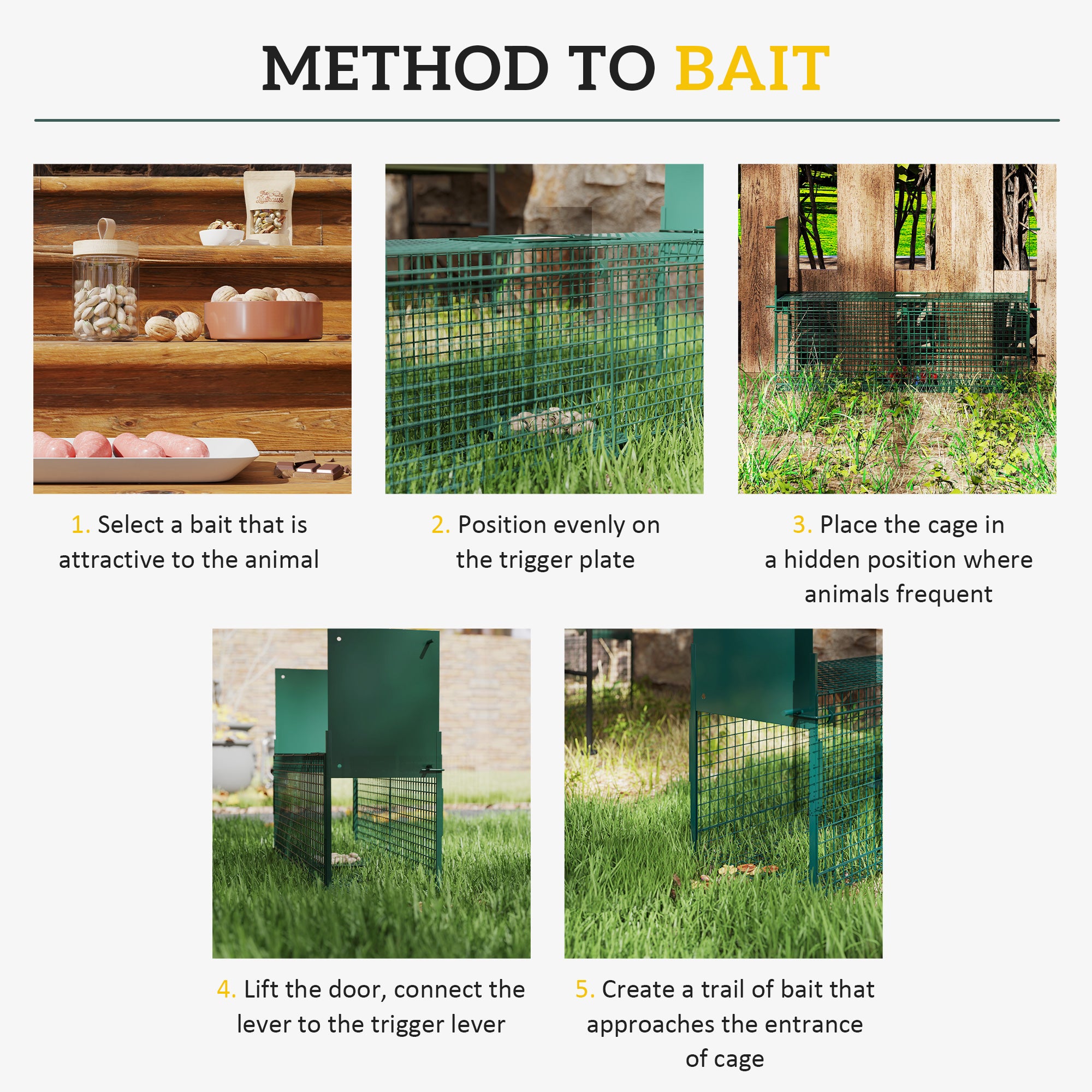 Animal Trap Cage, Humane Rat Trap with Double Doors, Squirrel Trap for Indoors & Outdoors, Catch and Release Mice, Rats, Rodents, 60 x 18 x 20 cm, Green