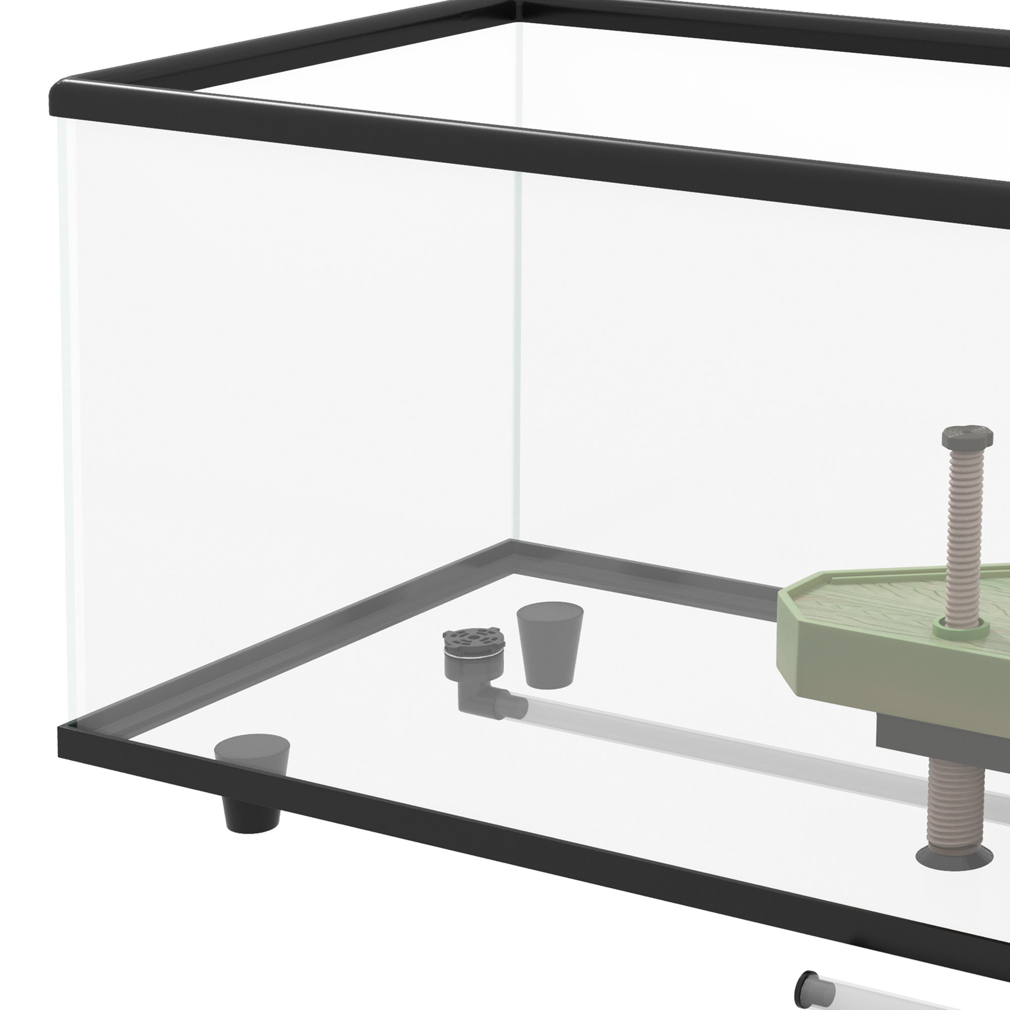 50L Glass Turtle Tank Aquarium with Basking Platform, Easy Drainage, Strip Patch Thermometer